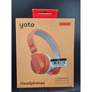 Yoto Wired Kids Headphones Foldable Fruit Punch Color Adjustable Fit